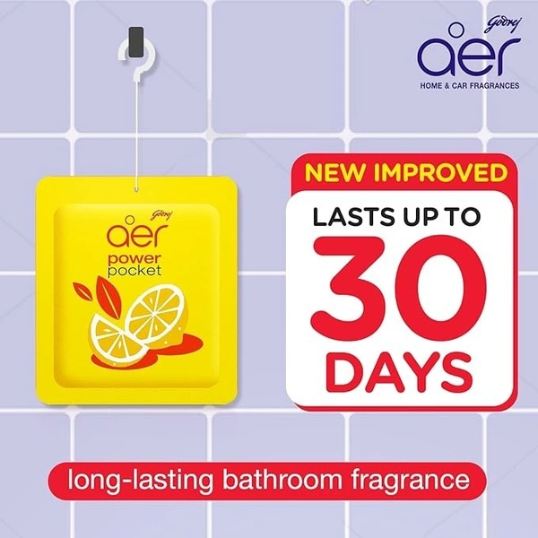 Godrej aer Power Pocket Tangy Delight (10G) | Air Freshener - Bathroom And Toilet | Lasts 30 Days - Tangy Delight