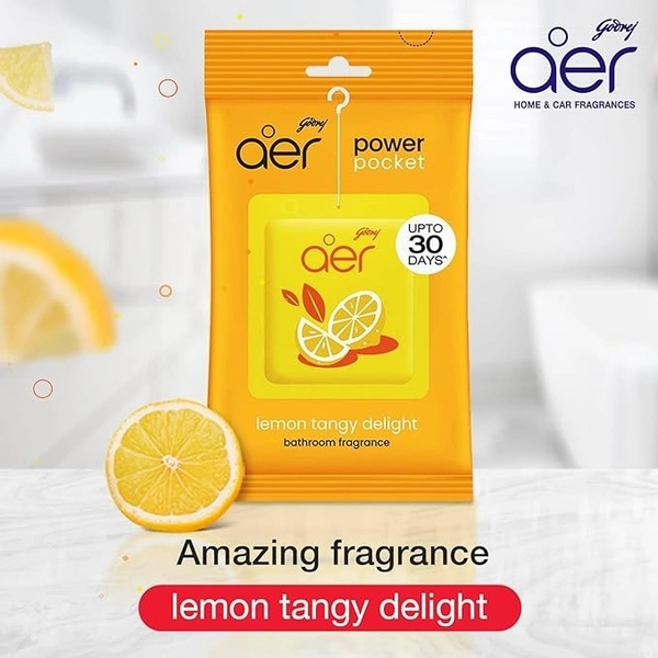 Godrej aer Power Pocket Tangy Delight (10G) | Air Freshener - Bathroom And Toilet | Lasts 30 Days - Tangy Delight