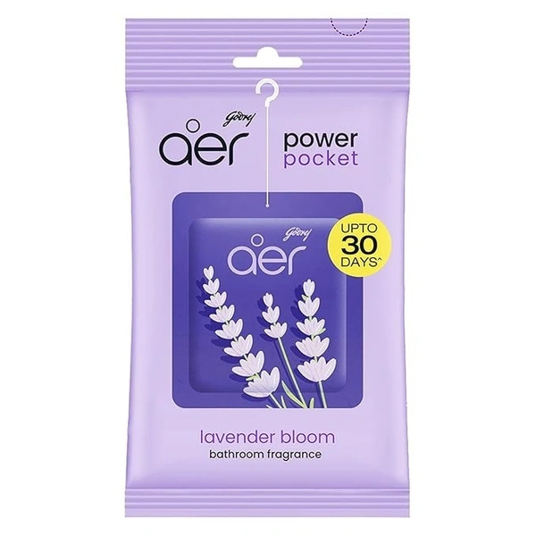Godrej aer Power Pocket Bathroom Freshener – Lavender Bloom (10g) | Lasts up to 30 days | Germ Protection
