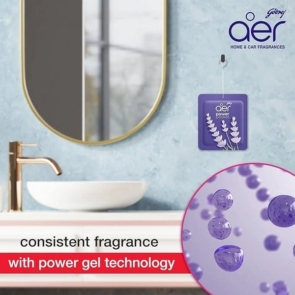 Godrej aer Power Pocket Bathroom Freshener – Lavender Bloom (10g) | Lasts up to 30 days | Germ Protection