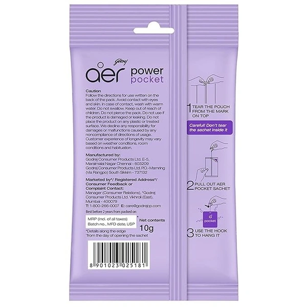 Godrej aer Power Pocket Bathroom Freshener – Lavender Bloom (10g) | Lasts up to 30 days | Germ Protection