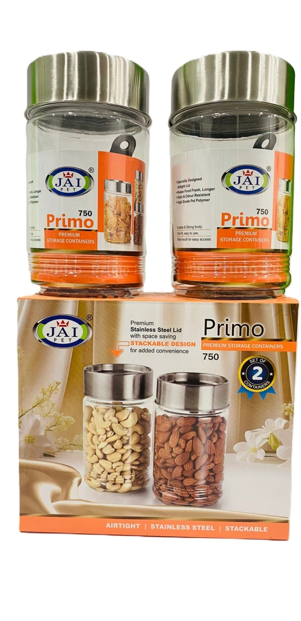 Jai Pet - Primo Stainless Steel Air tight Container Deluxe Jar - 750, Stainless Steel