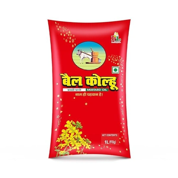 Bail Kolhu Kachi Ghani Pouch Mustard Oil 1ltr