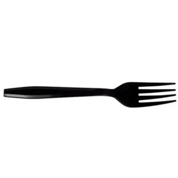Solids Black Plastic Forks Disposable Utensils Heavy Duty Plastic Cutlery Set - Silverware Set Party Supplies 1Set - 100 Pieces - Black