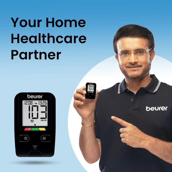 Beurer GL 22 Glucometer Machine with 10 Strips - Black