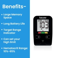 Beurer GL 22 Glucometer Machine with 10 Strips - Black