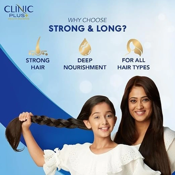 Clinic Plus Strong & Long Shampoo 650 ml, With Milk Proteins & Multivitamins for Healthy and Long Hair - Strengthening Shampoo for Hair Growth 8901030937200