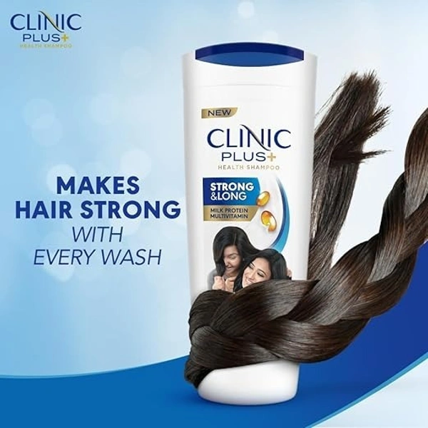 Clinic Plus Strong & Long Shampoo 650 ml, With Milk Proteins & Multivitamins for Healthy and Long Hair - Strengthening Shampoo for Hair Growth 8901030937200