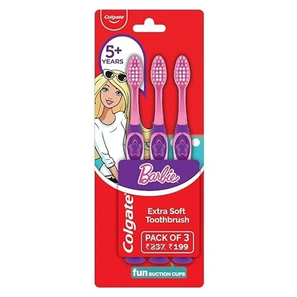 Colgate kids Barbie Toothbrush ,Extra Soft With Tongue Cleaner[pack of 3]