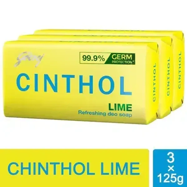 Cinthol Lime Bath Soap 125g (Pack of 3) - 3*125g