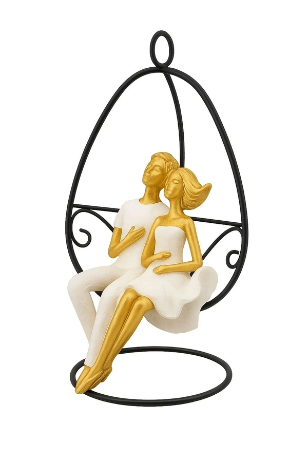 Cute Romantic Couple on Swing or jhula | Decorative Showpiece | Gift | Valentine