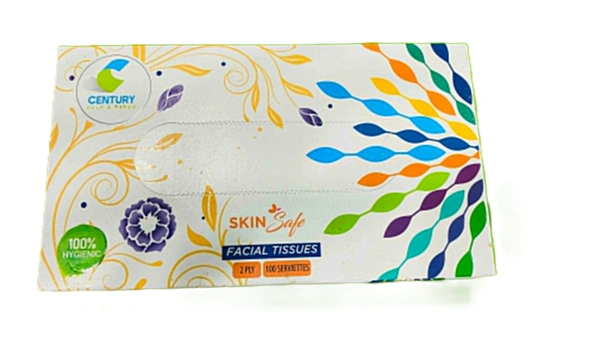 Century 2 Ply 100% Virgin Pulp Soft Facial Tissue Box | Car Tissue - 100 Pulls Per Roll - 20 * 16 cm, White