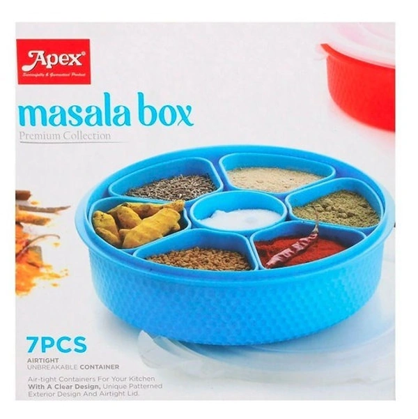 APEX KITCHENWARE ARTICLES Plastic Masala Rangoli Box - 7 Sections - 700 ml, 1 Piece, - 700 ml, Multi-color