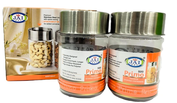 Jai Pet - Primo Stainless Steel Air tight Container Deluxe Jar - 500, Stainless Steel