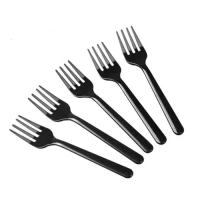 Solids Black Plastic Forks Disposable Utensils Heavy Duty Plastic Cutlery Set - Silverware Set Party Supplies 1Set - 100 Pieces - Black