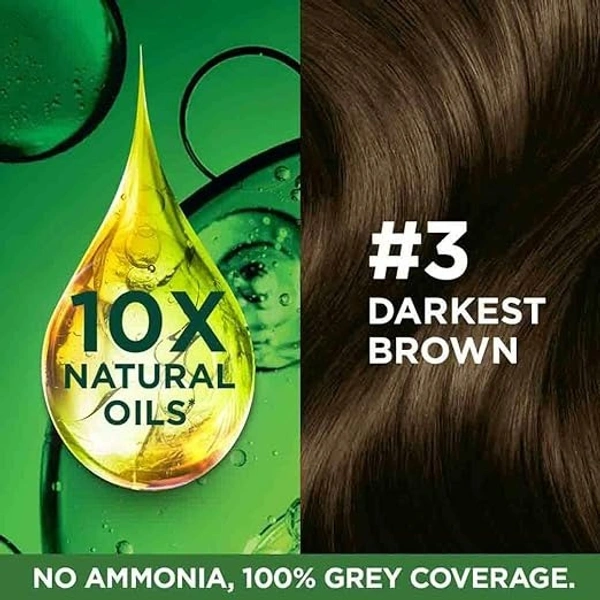 Garnier Color Naturals Crème hair color, Shade 3 Darkest Brown, 70ml + 60g