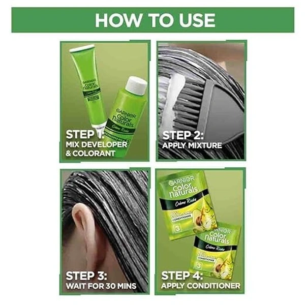 Garnier Color Naturals Crème hair color, Shade 3 Darkest Brown, 70ml + 60g