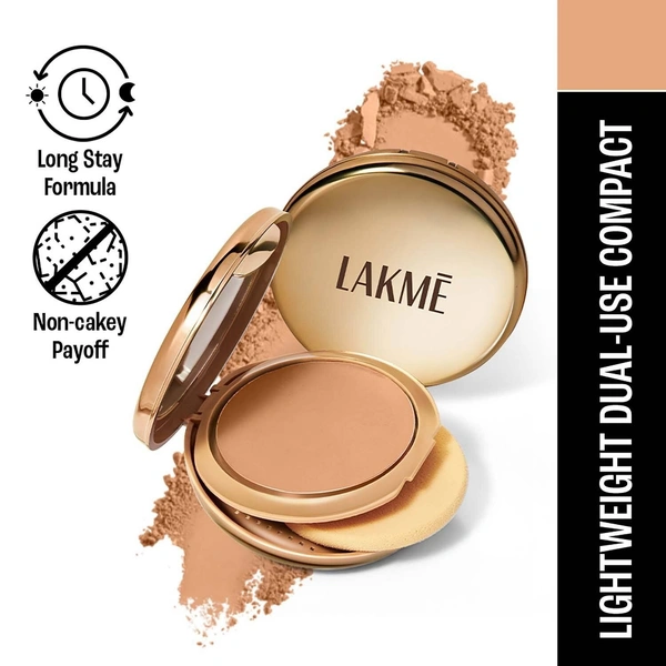  Home / makeup / face / compact Lakme Lakme Unreal Dual Cover Pressed Powder 2 In 1 Compact + Foundation  - Golden Sand
