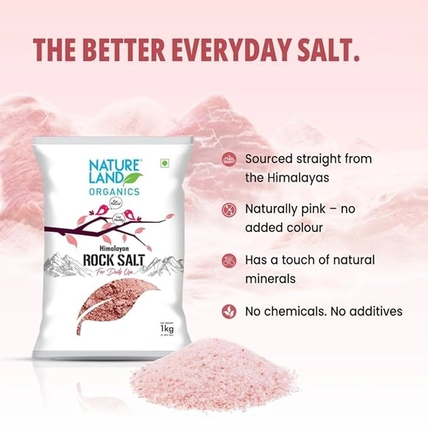 Natureland Organics Himalayan Pink Rock Salt  Organic Rock Salt - 1 kg