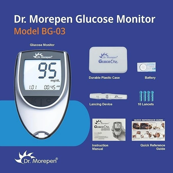 Dr. Morepen BG-03 Gluco One Glucometer Combo, 50 Strips 