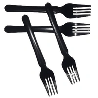 Solids Black Plastic Forks Disposable Utensils Heavy Duty Plastic Cutlery Set - Silverware Set Party Supplies 1Set - 100 Pieces - Black