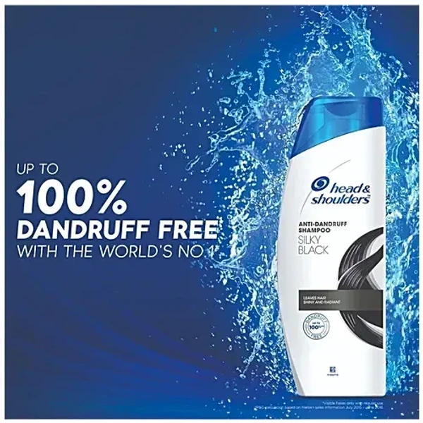 Head & Shoulders Silky Black Anti-Dandruff Shampoo - Leaves Hair Shiny & Radiant, - 72ml