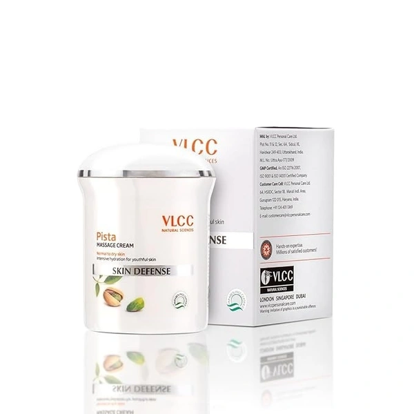 VLCC Pista Massage Cream 50g - For Intensive Hydration & Radiance | Improves Skin Complexion | Protects and Strengthens the Skin | Power of 10 Natural Extracts. 8906008450811