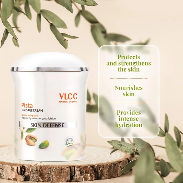 VLCC Pista Massage Cream 50g - For Intensive Hydration & Radiance | Improves Skin Complexion | Protects and Strengthens the Skin | Power of 10 Natural Extracts. 8906008450811