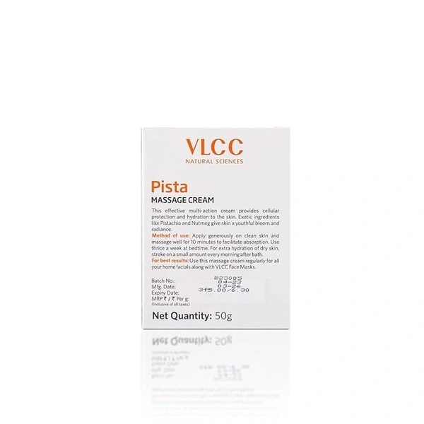 VLCC Pista Massage Cream 50g - For Intensive Hydration & Radiance | Improves Skin Complexion | Protects and Strengthens the Skin | Power of 10 Natural Extracts. 8906008450811