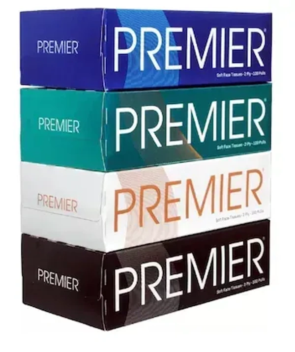 Premier Box Face Tissue Papers 100 Pulls 2Ply (Pack of 4-400 Pulls, 800 Sheets)