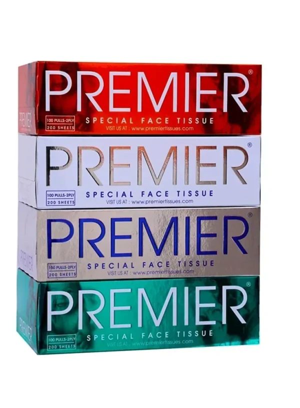 Premier Box Face Tissue Papers 100 Pulls 2Ply (Pack of 4-400 Pulls, 800 Sheets)