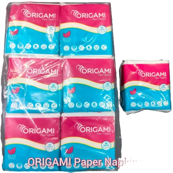 Origami Paper Napkins | Extra Soft Napkin | Paper Wipes | Single Packet 80 Sheets - 27 * 29 cm, White
