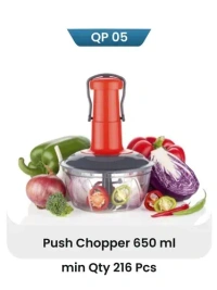 Easy Push Chopper 650 ml with 3 blades(2in1) - 650 ml, Red