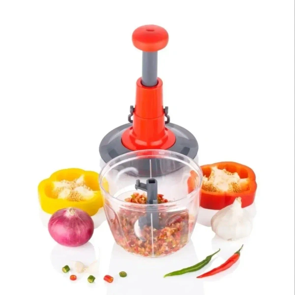 Easy Push Chopper 650 ml with 3 blades(2in1) - 650 ml, Red
