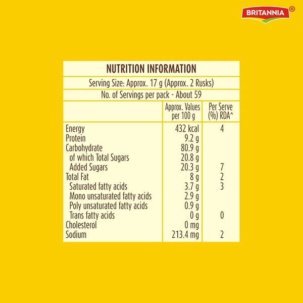 Britannia Toastea Premium Bake Rusk 1Kg (250g X 4) - 1kg