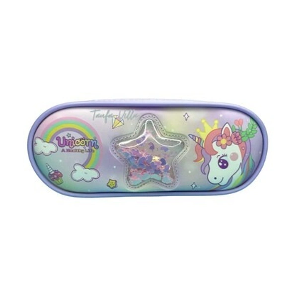 Unicorn Pouche Pencil Case for Girls Student for Store Pen Pencil Eraser Storage Bag for Make up and Stationery Space Pencil Cases Pouch Stationery Pouch - Purple
