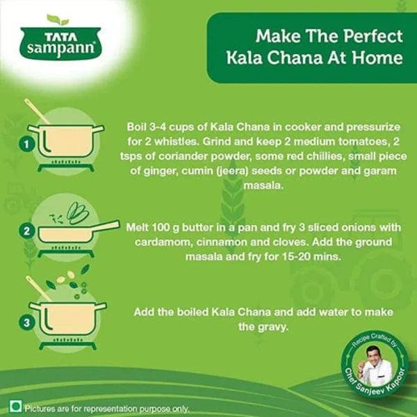 TATA Sampann Unpolished Kala Chana, Packaging Size: 500 g 