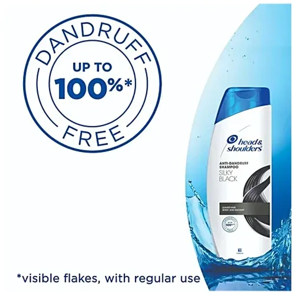 Head & Shoulders Silky Black Anti-Dandruff Shampoo - Leaves Hair Shiny & Radiant, - 72ml