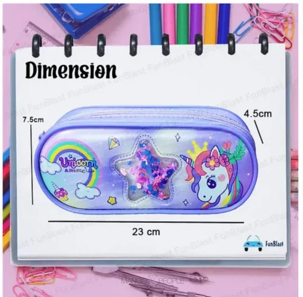 Unicorn Pouche Pencil Case for Girls Student for Store Pen Pencil Eraser Storage Bag for Make up and Stationery Space Pencil Cases Pouch Stationery Pouch - Purple
