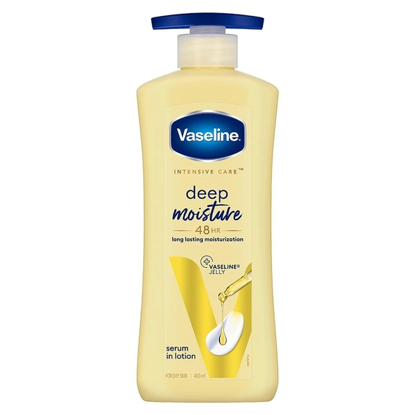 Vaseline Intensive Care Deep Moisture Nourishing Body Lotion 400 ml, Daily Moisturizer for Dry Skin, Gives Non-Greasy, Glowing Skin - For Men & Women 8901030971839