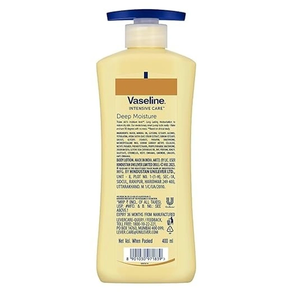 Vaseline Intensive Care Deep Moisture Nourishing Body Lotion 400 ml, Daily Moisturizer for Dry Skin, Gives Non-Greasy, Glowing Skin - For Men & Women 8901030971839