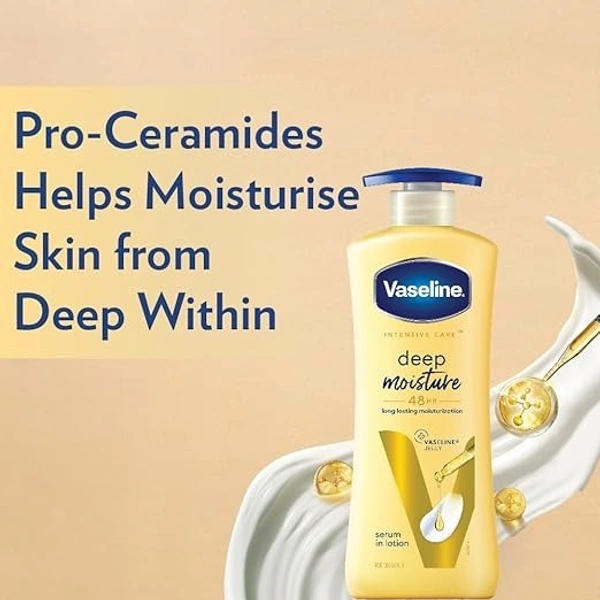Vaseline Intensive Care Deep Moisture Nourishing Body Lotion 400 ml, Daily Moisturizer for Dry Skin, Gives Non-Greasy, Glowing Skin - For Men & Women 8901030971839