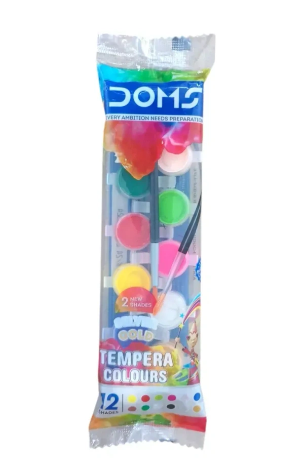 DOMS Tempera Colors 12 Shades Pouch Pack | Creates Transparent and Translucent Effect On Any Water Color Surface |
