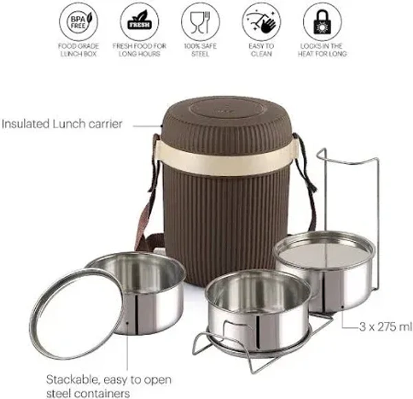 cello  insulated lunch carrier wow-3 - 500 ml, Soya Bean