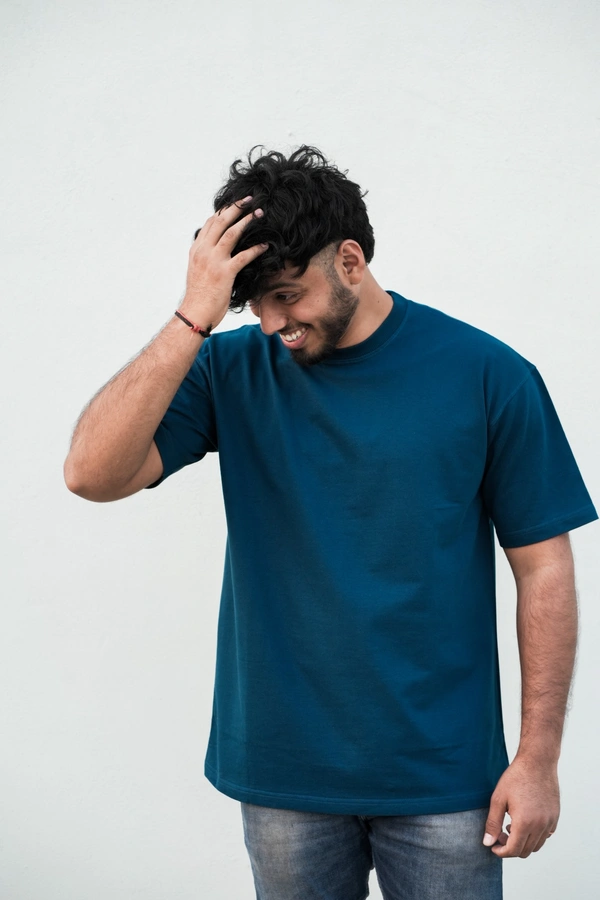 Plain Petrol Blue - Unisex Oversized T - shirts 100% Premium Cotton