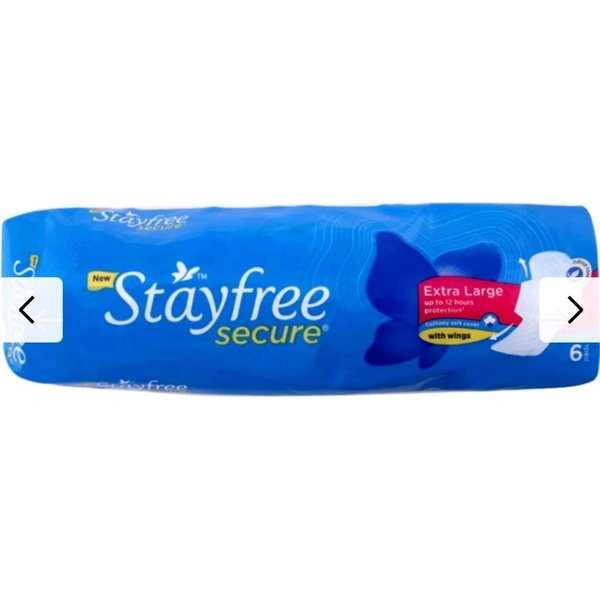 Stayfree Secure Cottony Soft Cover Sanitary Napkin with Wings (XL) 6 pads