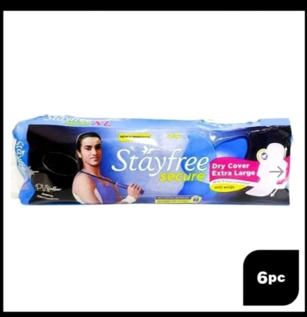Stayfree Secure Dry Cover Sanitary Napkin with Wings (XL) 6 pads