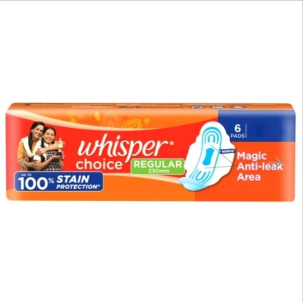 Whisper Choice Sanitary Napkin with Wings (Regular) 6 pads