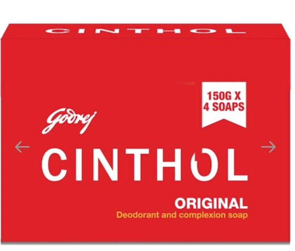 Cinthol Original Deodorant & Complexion Soap (150g x 4)