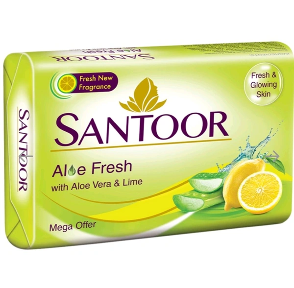 Santoor Aloe Vera & Lime Fresh Soap 48 g (Pack of 4)